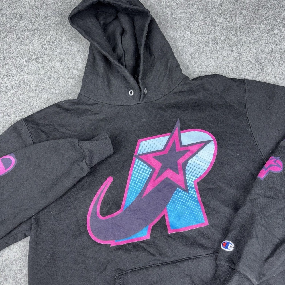 Champion Revolution Hoodie Men's M Black Graphic Pullover Sweatshirt Logo R Star